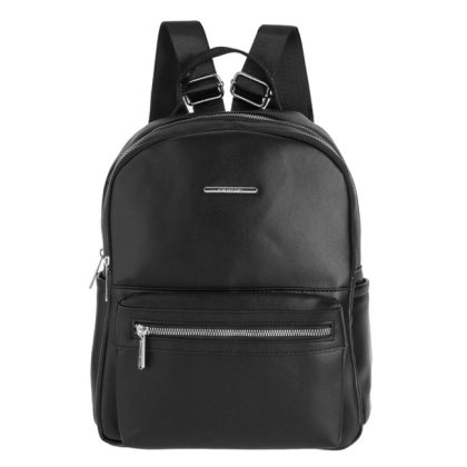 Rucsac Negru cu Fermoar de Culoare Argintie pentru Femei 26x14x32cm
