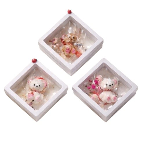 Set 3 Martisoare Victiny din Ceara de Soia Parfumata cu Flori Criogenate, Multicolor, 4 cm