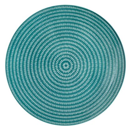 Farfurie de Portelan Verde cu Model Spiralat Alb Ø19cm