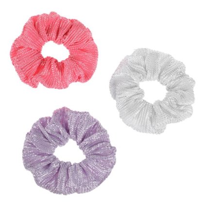Elastice Par Textile Fucsia Lila Argintiu Metalizate pentru Copii - 3buc