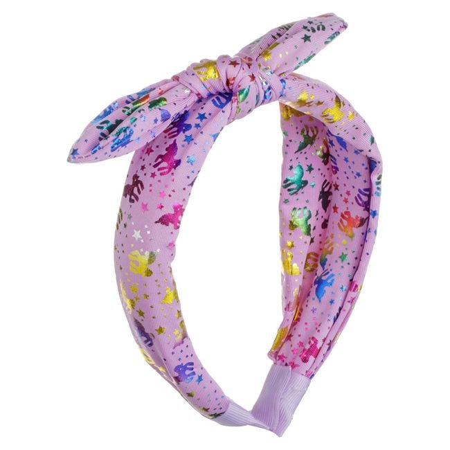 Coronita Par Lata cu Fundita Lila Unicorni Multicolori din Folie pentru Copii