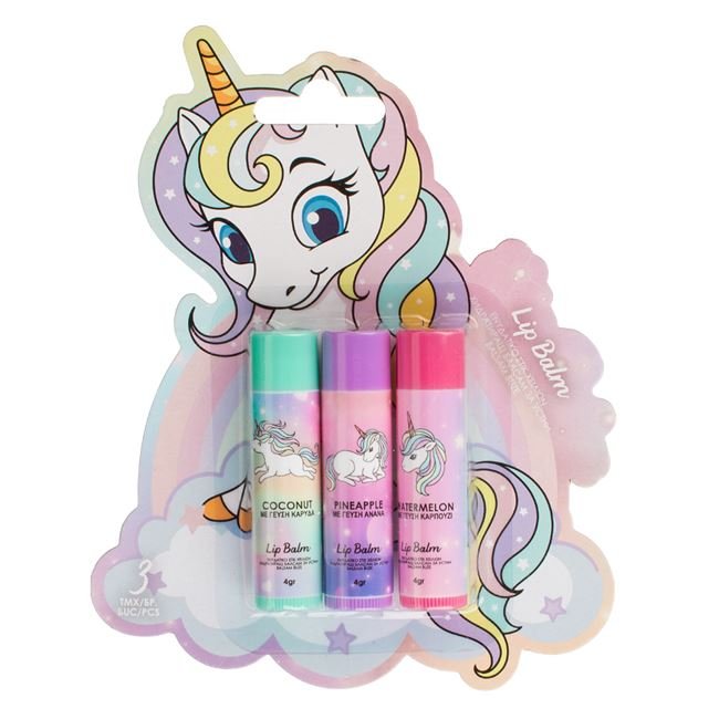 Set Balsam de Buze Unicorn 3 Arome 4g - 3buc