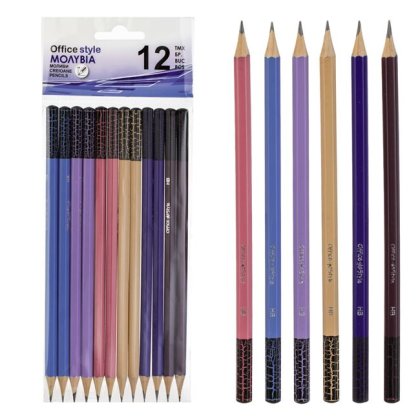 Creioane HB de 6 Culori Diferite Office Style - 12buc