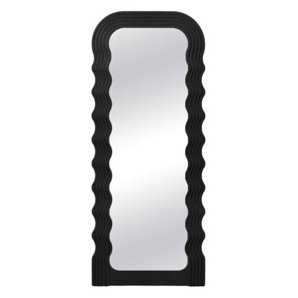Oglinda de Perete cu Cadru Negru Ondulat 46x110cm