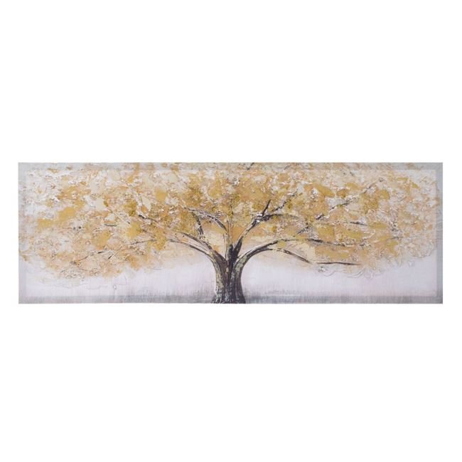 Tablou in Ulei Copac cu Detalii Aurii Glitter 90x30x2.5cm