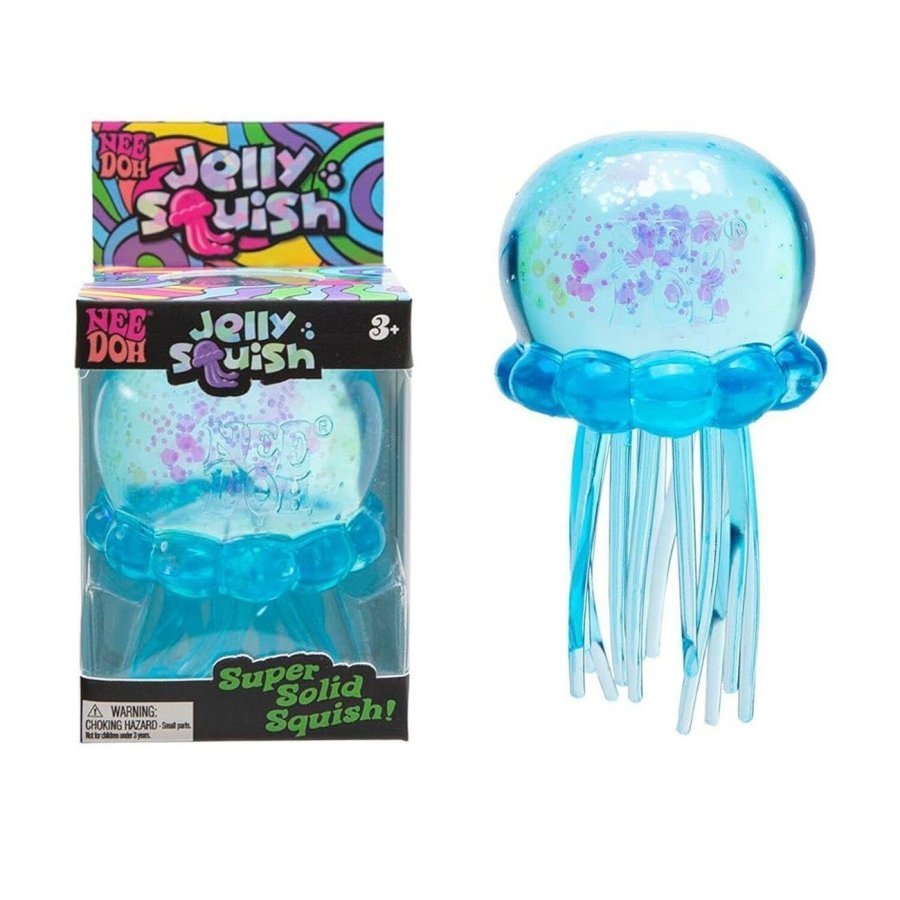Jucarie interactiva NeeDoh, meduza antistres, 9 cm, albastra