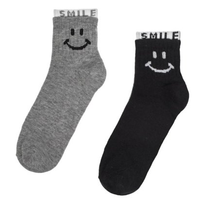 Sosete Fancy Quart Gri Negre Emoji pentru Femei - 2 perechi