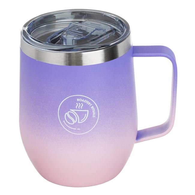 Cana din Otel Inoxidabil Mov Lila Mata cu Maner & Capac 350ml