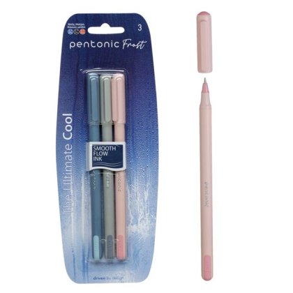 Set Pixuri Ballpen Smooth Flow Ink Albastru Negru Rosu Pentonic 0.7mm - 3buc