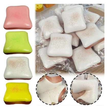 Viral FELIE PAINE / PRAJITURA 2026 VICTINY® MODEL PAINE TOAST Squishy 1 BUC RANDOM, 9x9x3cm, jucarie interactiva pentru copii si adulti, antistres