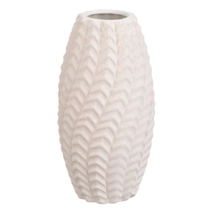 Vaza Decorativa Ceramica Bej cu Model Reliefat Valuros Ø7.8x15.2cm