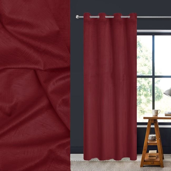 Perdea Decorativa Catifelata Bordo cu Dungi Reliefate 140x260cm