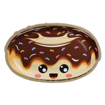 Farfurii din Carton Donuts Colorate cu Folie Aurie 22cm - 6buc