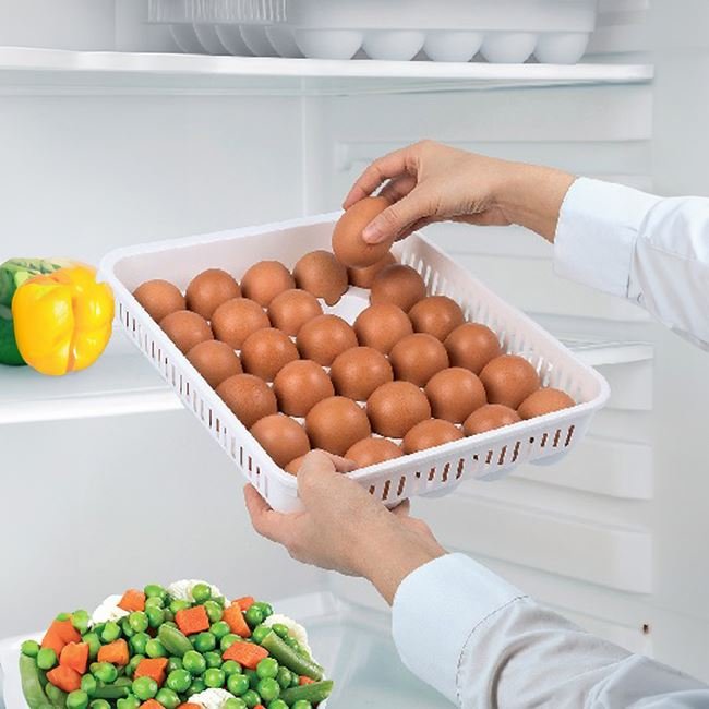 Cofraj din Plastic Alb cu Capac pentru 30 de Oua 27.5x32x7.7cm