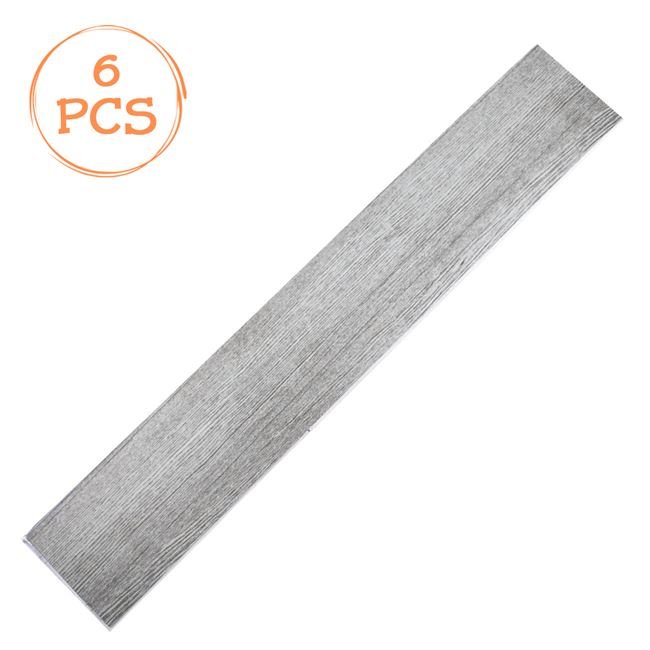 Autocolant de Podea din PVC Gri Culoarea Lemnului 91.4x15.2x0.15cm - 6buc