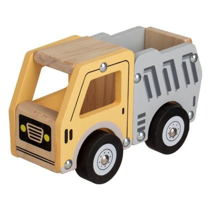 Camion din Lemn Galben Gri cu 4 Roti 14x7x9cm