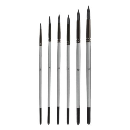 Set Pensule Pictura Argintii cu Varf Rotund - 6buc