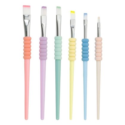 Set Pensule Pictura Colorate Pastelate cu Varf Plat Moale Little President - 6buc