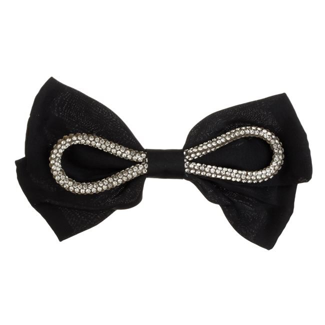 Clama Par Funda neagra cu Siret & Strass Alb pentru Femei 12cm