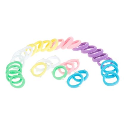 Elastice Par Frotte de Diferite Culori Margele Albe pentru Copii - 30buc