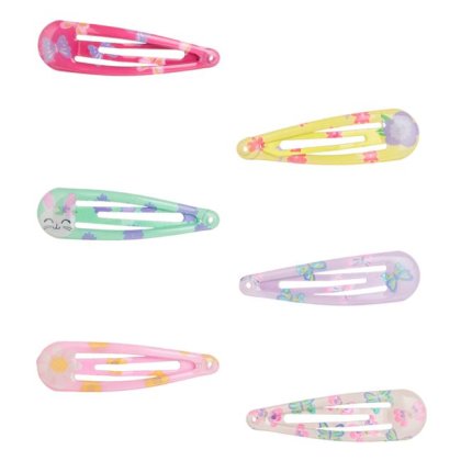 Set Clame Metalice Par de Culori Pastel Flori Animale 5cm - 6buc