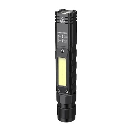 Lanterna multifunctionala cu LED, BOMSTOM, XPG + COB, 90 °, Ajustare 360 °, USB, Negru