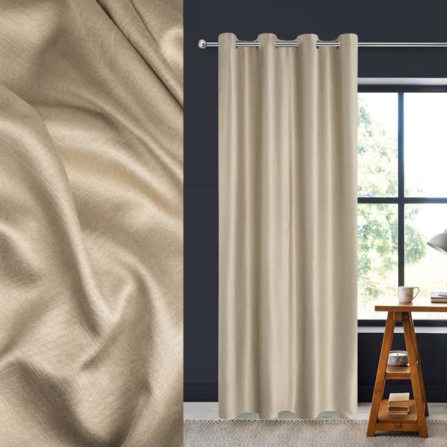 Perdea Decorativa Bej Shiny cu Dungi Reliefate cu Inele 140x260cm
