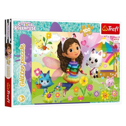 Puzzle Gabby's Dollhouse Fluturi cu Glitter (100 de piese) - Trefl
