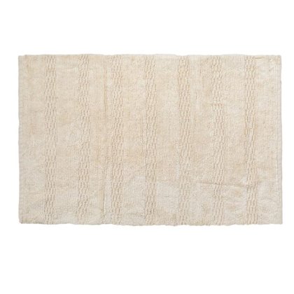 Covoras Decorativ de Iarna din Bumbac Ecru cu Dungi Reliefate 90x60cm