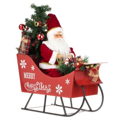 Figurina Decorativa de Craciun Sanie cu Mos Craciun Muzica & LED 45cm