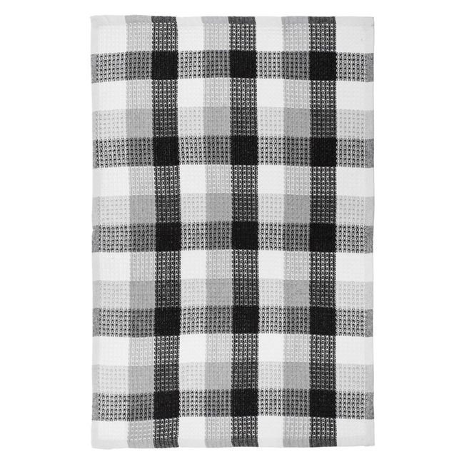 Prosop de Bucatarie din Bumbac Alb Gri Negru in Carouri 60x40cm