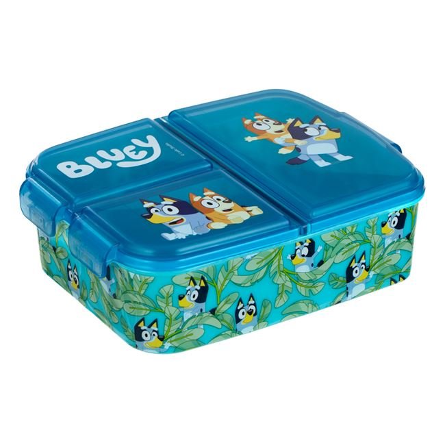 Caserola din Plastic cu 3 Compartimente Albastra Bleu Bluey pentru Copii - 790ml