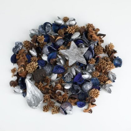 Potpurri Decorativ de Craciun Argintiu Albastru cu Aroma de Pudra 120g