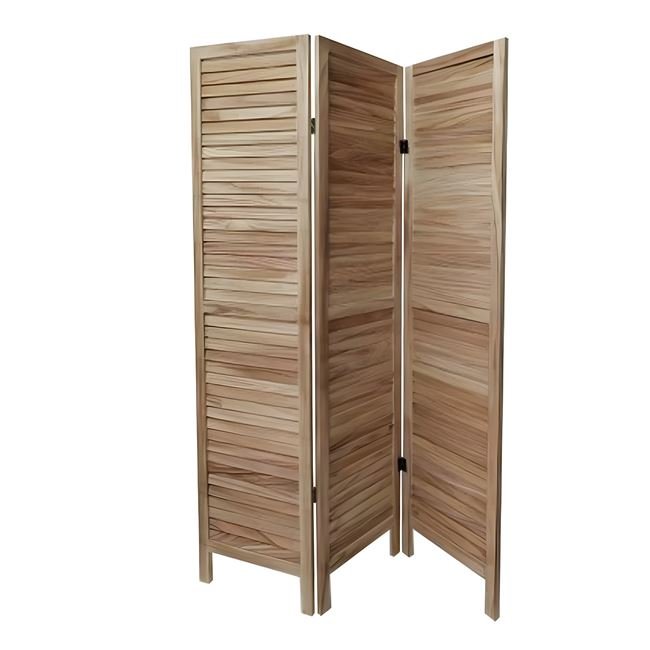 Paravan Despartitor din Lemn de Culoare Naturala cu 3 Panouri 121x170cm