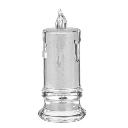 Lumanare Decorativa Transparenta cu Model Picaturi Frosty Baterii & LED Alb Cald Ø4,5x11cm
