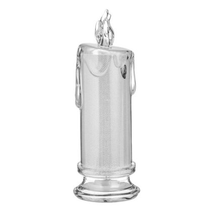 Lumanare Decorativa Transparenta cu Model Picaturi Frosty Baterii & LED Alb Cald Ø6,5x18cm
