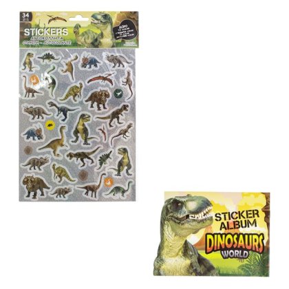 Set Autocolante Dinozauri cu Abum - 34buc
