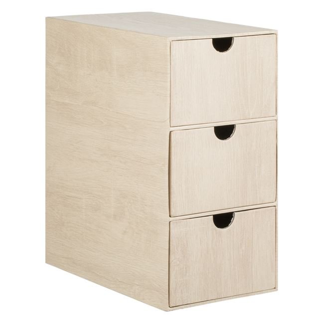 Cutie Decorativa cu 3 Sertare din Carton cu Efect Wood 22x13x25.5cm