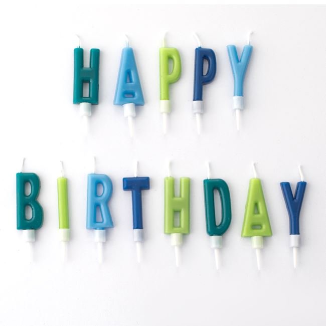 Lumanari Zi de Nastere Bleu Verzi Happy Birthday - 13buc