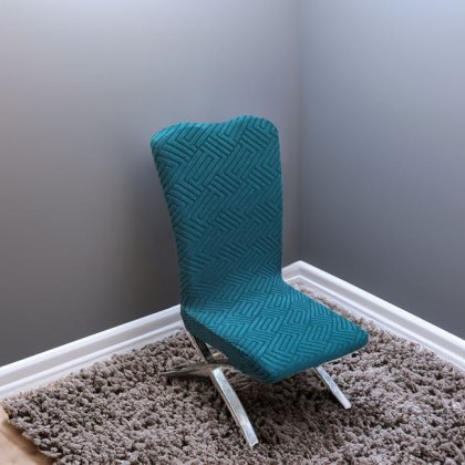 Husa Decorativa Elastica Petrol cu Model Reliefat pentru Scaun