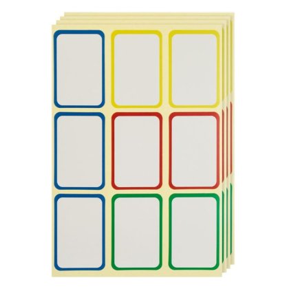 Etichete Autocolante Albe cu Margini Colorate 3.8x2.5cm - 90buc