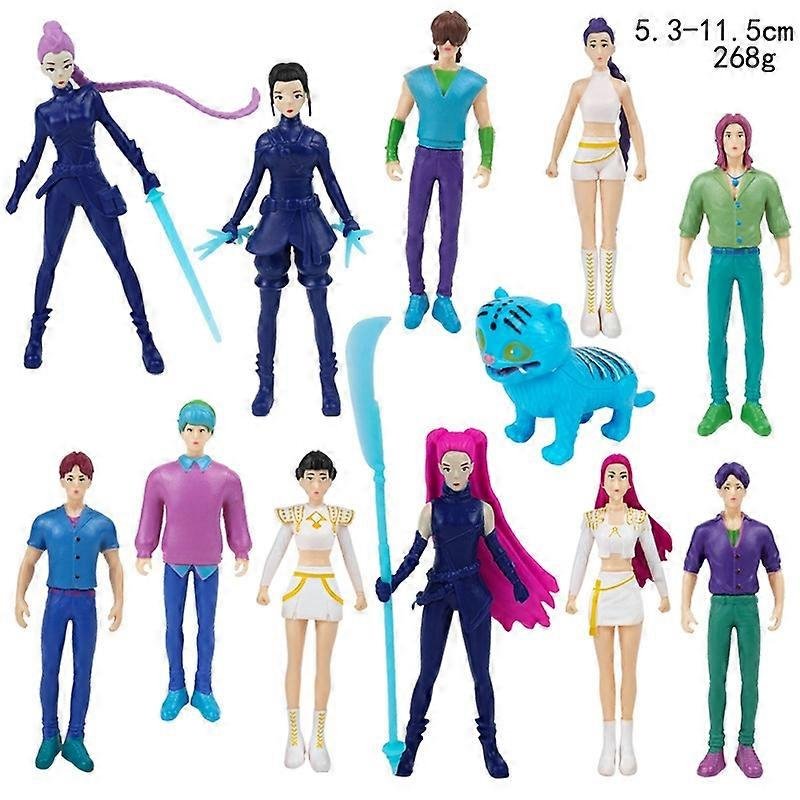 Figurina K-Pop Demon Hunters Rumi Mira Zoey, set 12pcs, tema muzicala, PVC, multicolor, 12cm