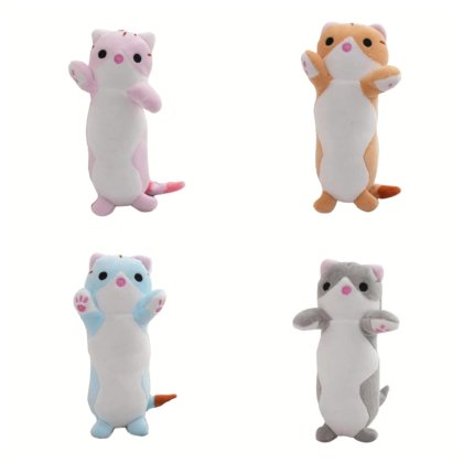 Set 4 Jucarii de plus Pisicute, tip breloc, multicolor, 17 cm