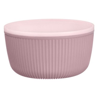 Bol Roz Nude cu Dungi Reliefate din Plastic 520ml