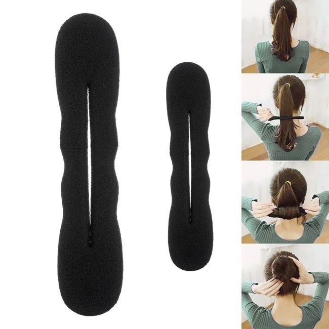 Set Bun Rollers Negre pentru Coc 13cm & 22cm - 2buc