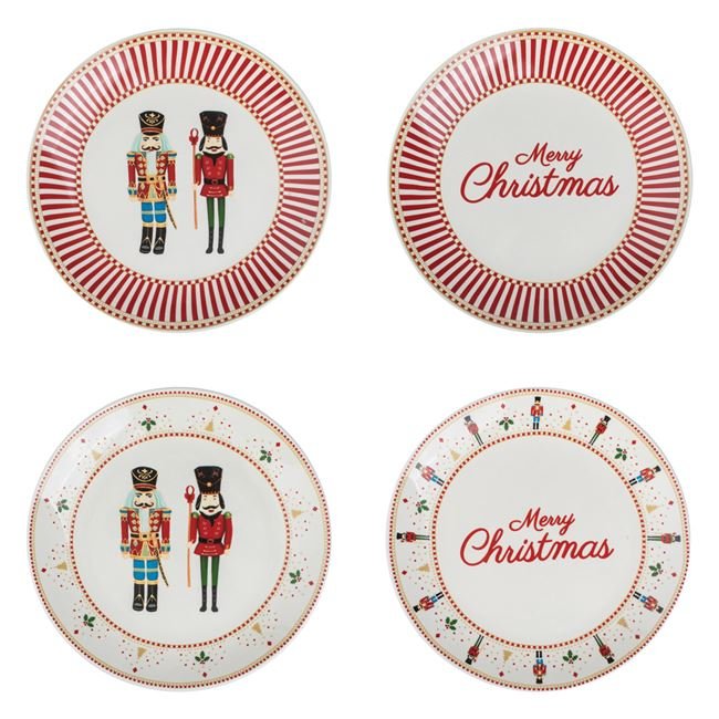 Set Farfurii de Craciun din Portelan cu Model Spargatorul de Nuci Ø19cm - 4buc