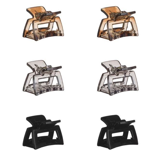 Set Clame Pat Lucioase Gri Bej Negre Patrate pentru Femei 3.5cm - 6buc