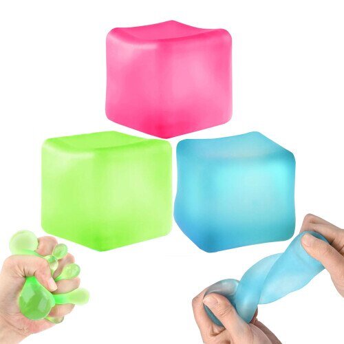 Set 3 mingi antistres cub gheata, gel, 5.5x5.5cm, multicolor