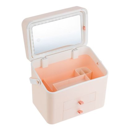 Oglinda Machiaj cu 42 de Becuri LED & Portfard cu Compartimente 30x20x24.5cm