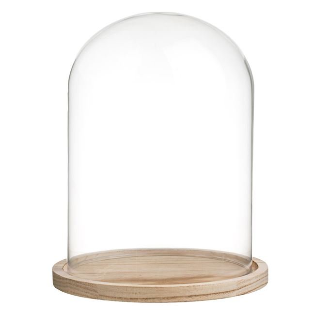 Cupola Decorativa de Sticla cu Baza din Lemn Ø20x31cm
